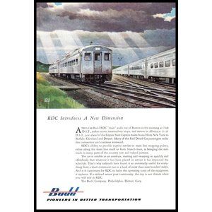 1953 Budd Transportation RDC Train Car Vintage Print Ad Railyard Wall Art Photo